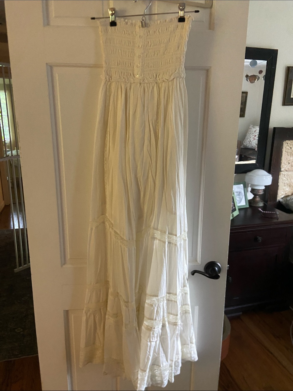 Urban outfitters Kimchi Blue Cream Strapless Smocked Maxi Dress